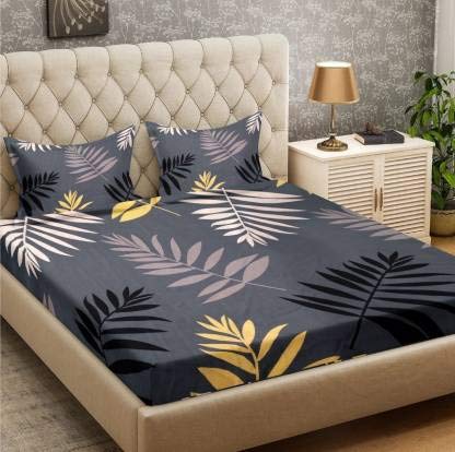 TIB Glace Cotton King Size Bedsheet with 2 Pillow Covers,Bedsheet for Double Bed,90X100 Inches| 140 GSM, Blue Circle Pack of 3,130 TC