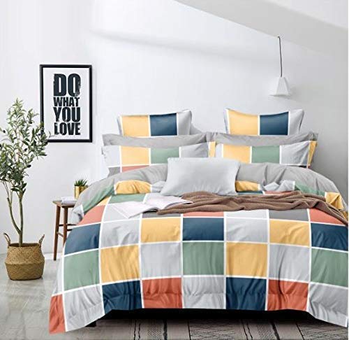 TIB Glace Cotton King Size Bedsheet with 2 Pillow Covers,Bedsheet for Double Bed,90X100 Inches| 140 GSM, Blue Circle Pack of 3,130 TC