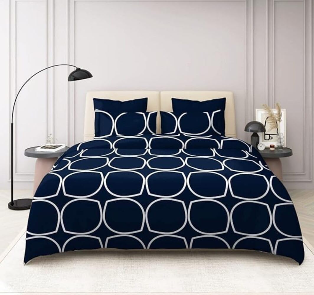 TIB 140 TC Glace Cotton King Size Bedsheet with 2 Pillow Covers,Bedsheet for Double Bed,90X100 Inches| 140 GSM, Multi, Pack of 3