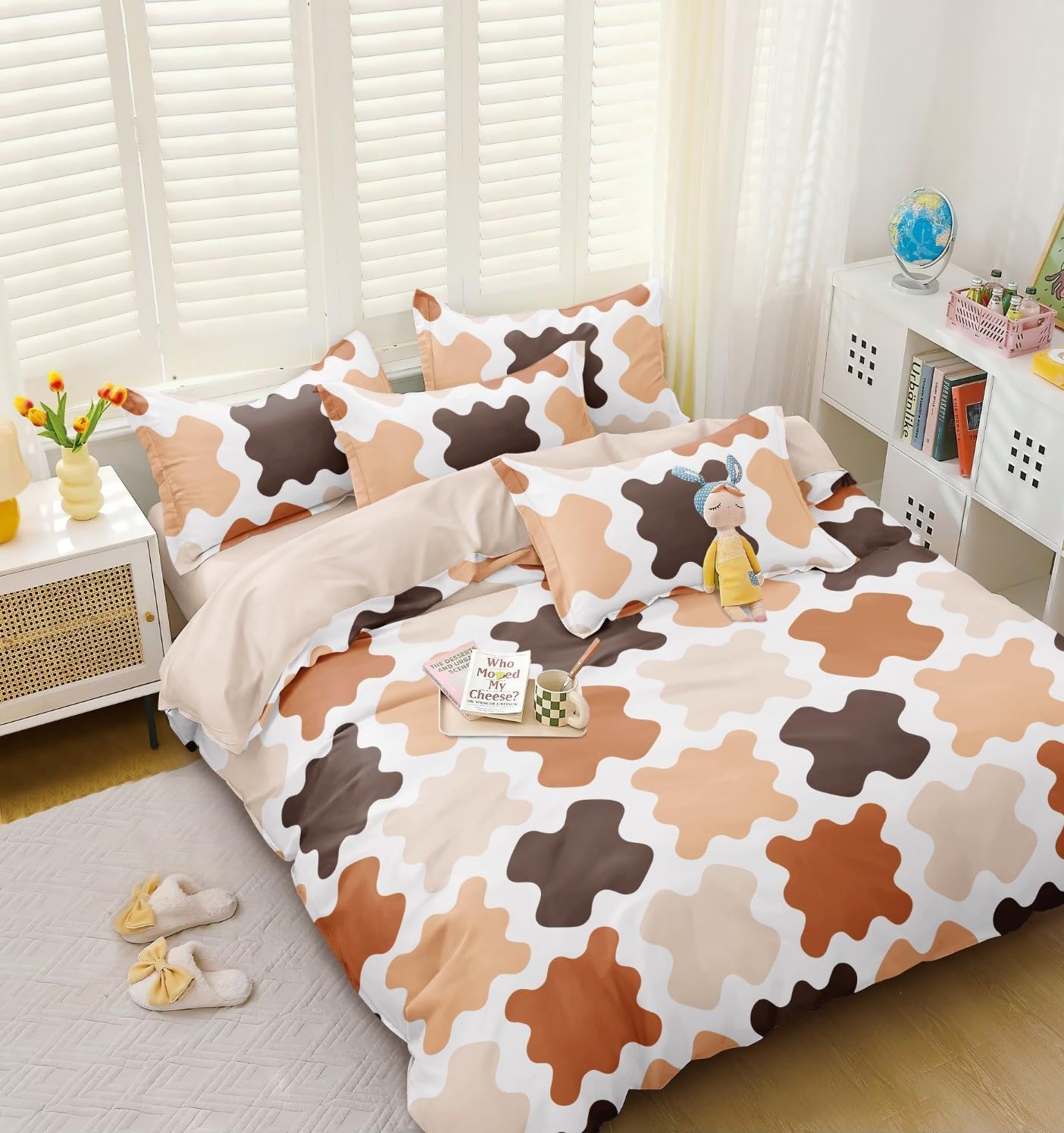 TIB The Intellect Bazaar Glace Cotton Elastic Fitted Bedsheets King Size | Bedsheet for Double Bed with 2 Pillow Covers (72” x 78” or 182 x 152 cm) Square-Multi