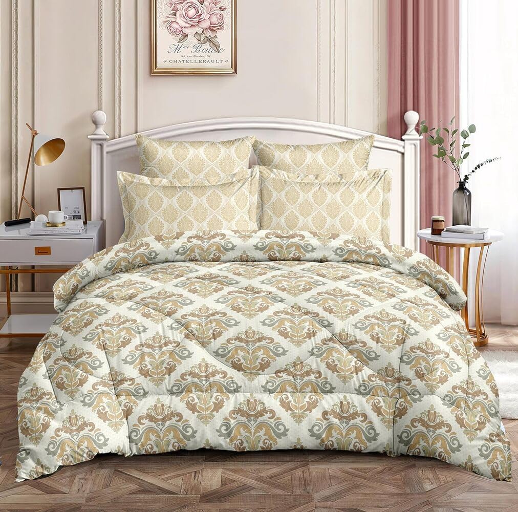 TIB Glace Cotton King Size Bedsheet with 2 Pillow Covers,Bedsheet for Double Bed,90X100 Inches| 140 GSM, Blue Circle Pack of 3,130 TC