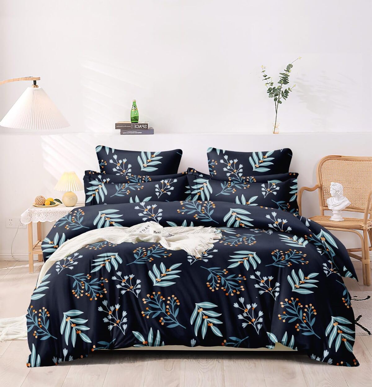 TIB Glace Cotton King Size Bedsheet with 2 Pillow Covers,Bedsheet for Double Bed,90X100 Inches| 140 GSM, Blue Circle Pack of 3,130 TC