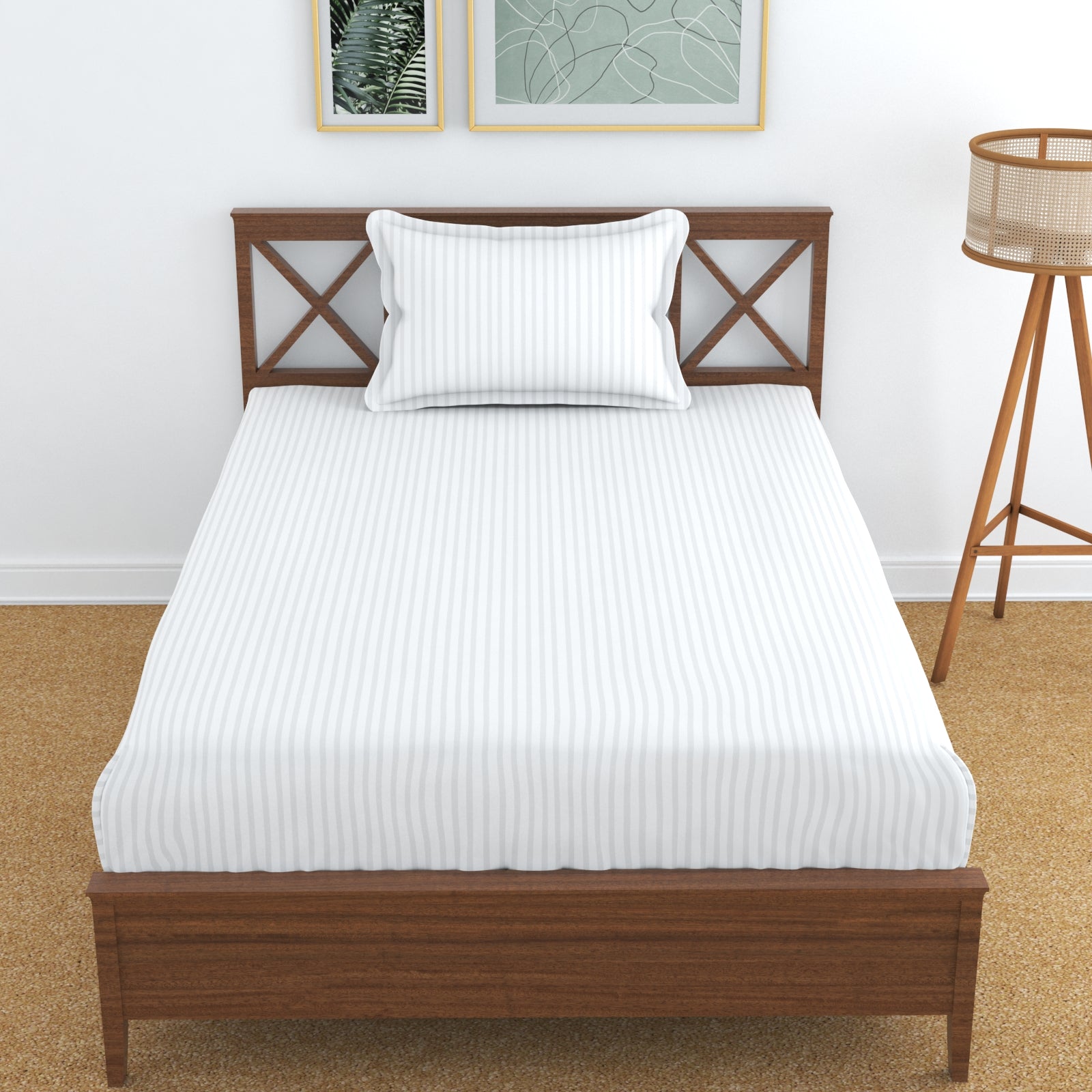 TIB The Intellect Bazaar Satin Cotton AC Comforter Set King Size Double Bed with 1 Elastic Fitted King Size bedsheet-72x78 and Two Pillow Covers (Pack of 4) White
