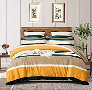 TIB Glace Cotton AC Comforter Set King Size Single Bed with 1 Elastic Fitted King Size bedsheet-36x78 inch and One Pillow Covers (Pack of 3) Multi Check Box