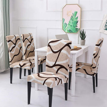 TIB The Intellect Bazaar Polyester Flowered Elastic Stretchable Removable Washable Dining Chair Cover Set of 6 Chair Protector Seat Slipcover (Multicolor)-6 Pieces