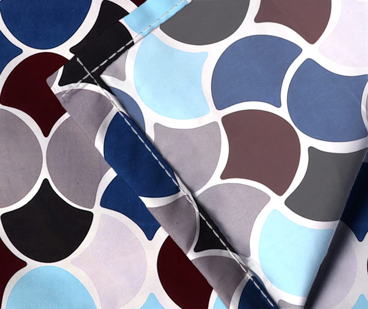 TIB The Intellect Bazaar Cotton Feel Glace Cotton Elastic Fitted Bedsheet/King Size Bedsheet with 2 Pillow Covers -Multi Circle