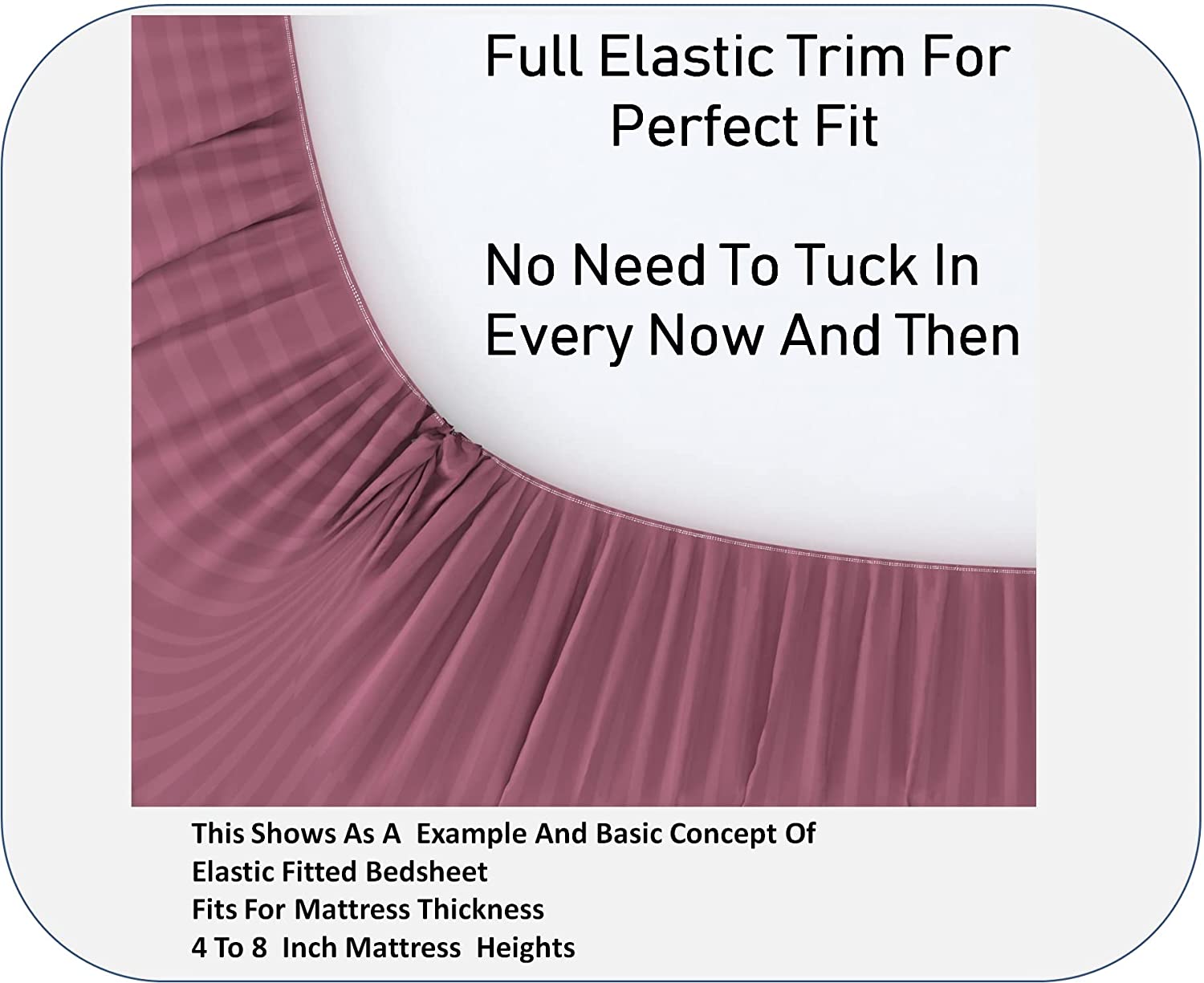 TIB The Intellect Bazaar Glace Cotton Elastic Fitted Bedsheet Satin Striped Plain King Size Bedsheet with Two Pillow Covers (Frocia Pink)