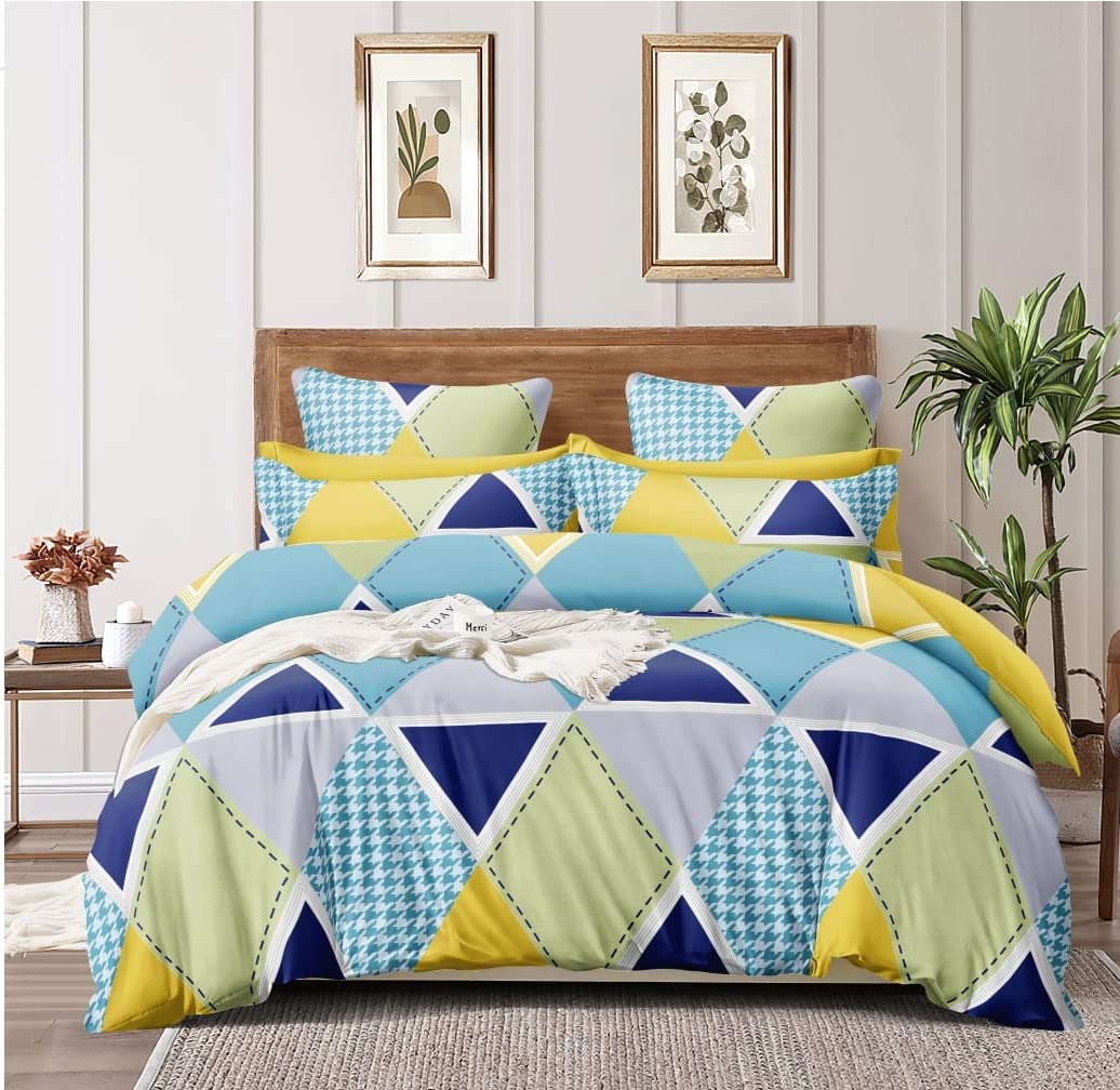 TIB The Intellect Bazaar Glace Cotton AC Comforter Set King Size Double Bed with 1 Flat bedsheet-90x100 inch and Two Pillow Covers (Pack of 4) Box Multi