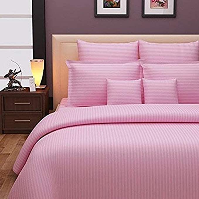 TIB The Intellect Bazaar Satin Cotton AC Comforter Set King Size Double Bed with 1 Flat bedsheet-90x100 inch and Two Pillow Covers (Pack of 4) Pink