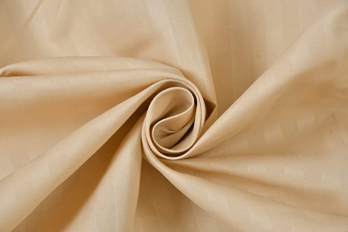 TIB  Satin Cotton AC Comforter Set King Size Double Bed with 1 Elastic Fitted King Size bedsheet-72x78 and Two Pillow Covers (Pack of 4) Beige