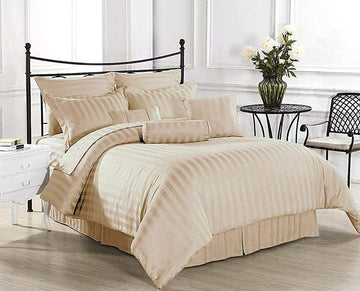 TIB The Intellect Bazaar Satin Cotton AC Comforter Set King Size Double Bed with 1 Flat bedsheet-90x100 inch and Two Pillow Covers (Pack of 4) Beige