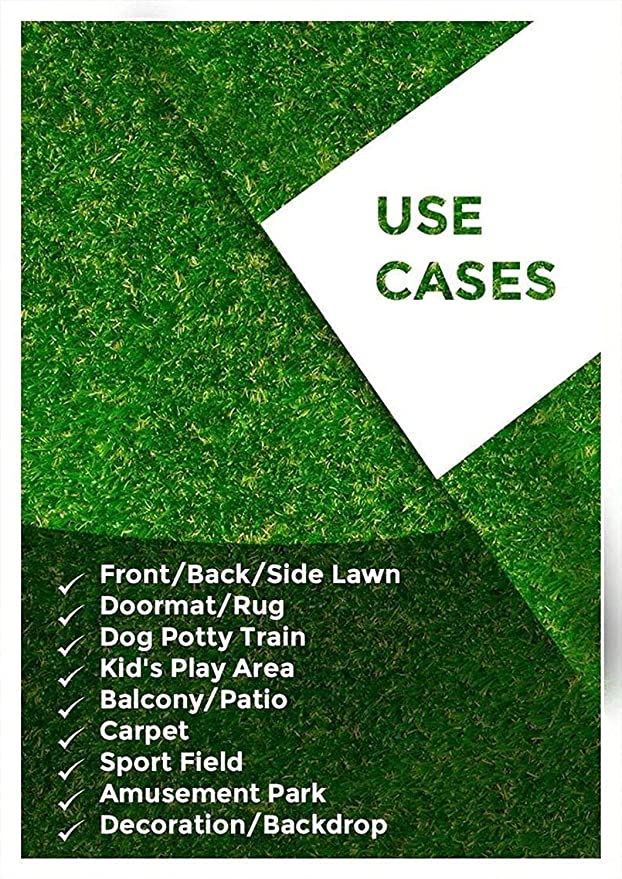 TIB Artificial Grass Mat for Balcony Green Lawn Floor Carpet for Outdoor and Indoor Living Room and Garden Decorations 40 MM
