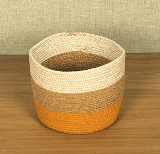 TIB The Intellect Bazaar jute Planter Pots/Handcrafted Storage Basket, Multi-Purpose use for Living Room (12x12 Inches)Multi