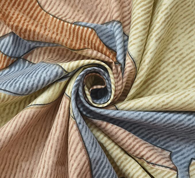 TIB  Glace Cotton AC Comforter Set King Size Double Bed with 1 Flat bedsheet-90x100 inch and Two Pillow Covers (Pack of 4) Camel Multi