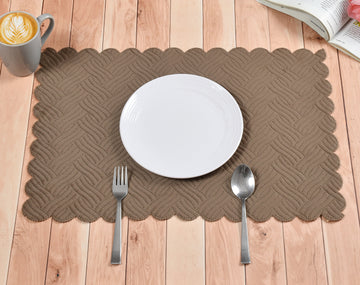The Intellect Bazaar Velvet Quilted Mats Washable Mats for Dining Table Placemats Heat Resistant Dining Table Place Mats for Kitchen Coffee Table Wedding Party (12 x 18 Inch (Set of 4 Pieces)