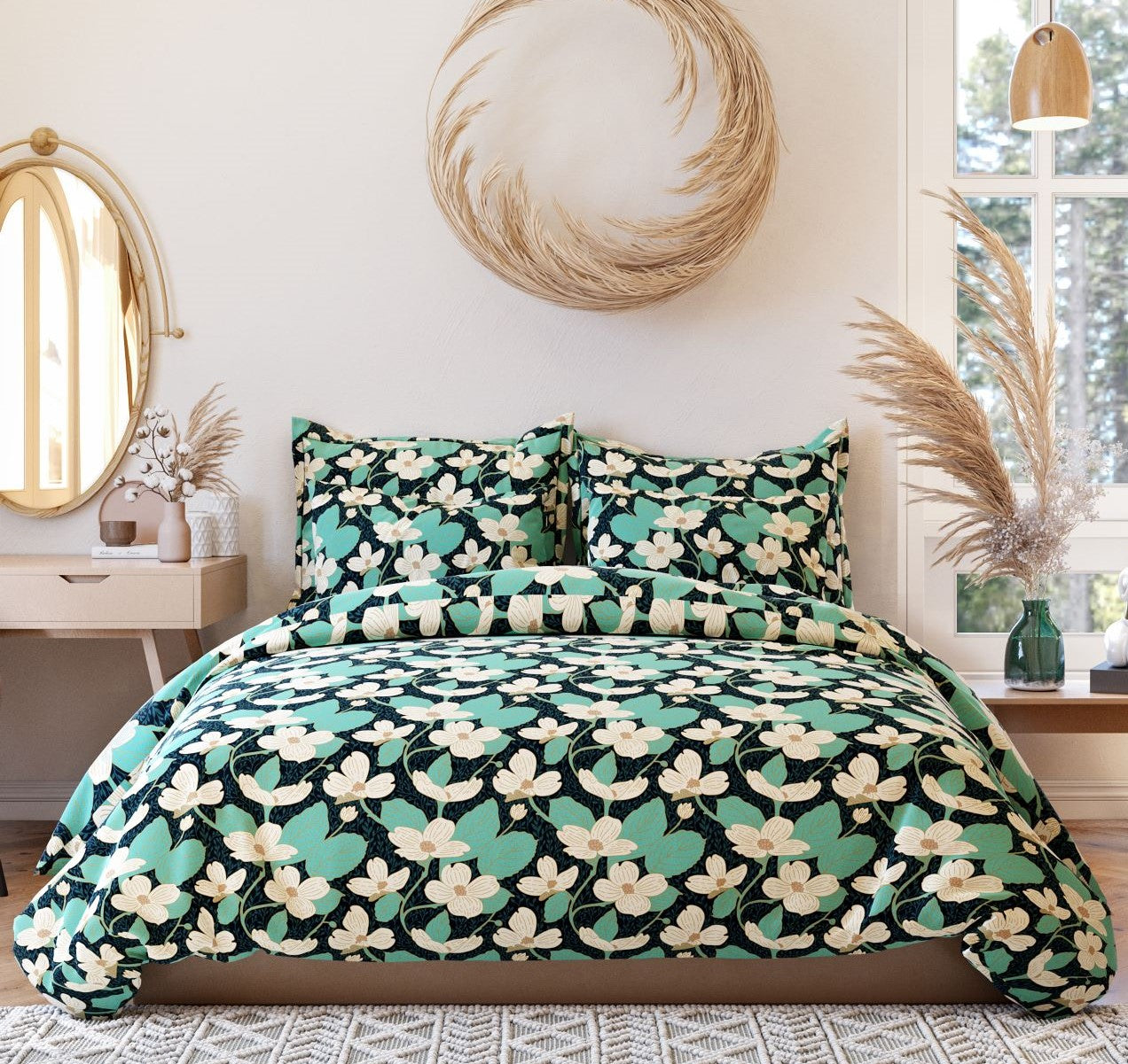 The Intellect Bazaar Glace Cotton Elastic Fitted Bedsheets King Size | Bedsheet for Double Bed