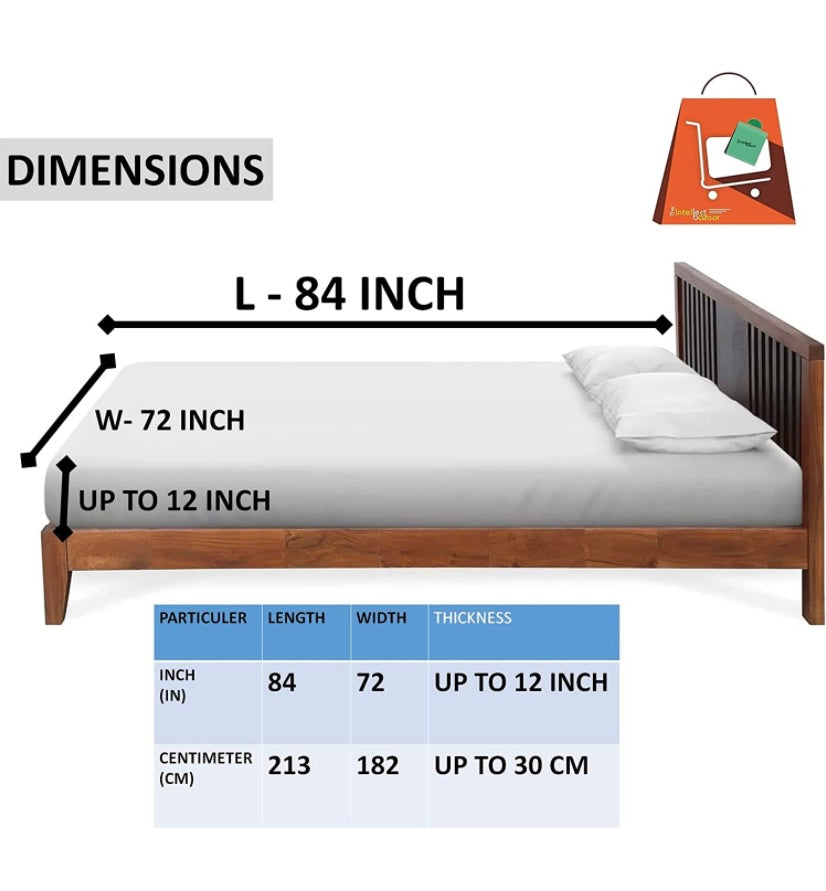 TIB The Intellect Bazaar Cotton Feel Glace Cotton Elastic Fitted Bedsheet/Super King Size Bedsheet with 2 Pillow Covers -Green Flower